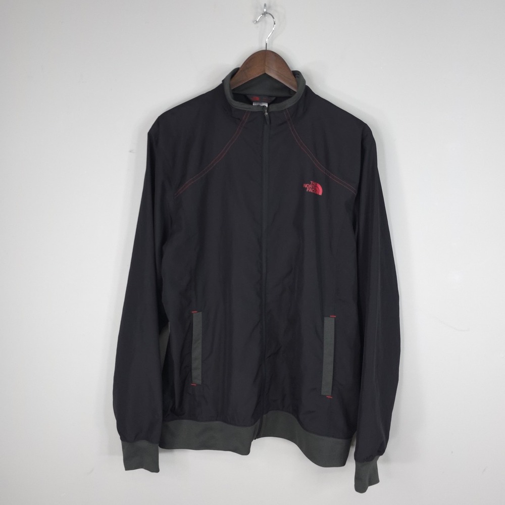 The North Face Mens Large Black Red Mesh Lined Track Full Zip Jacket A9HH